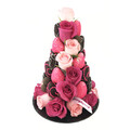 Fuchsia Pink & Black Chocolate Strawberry Rose Tower